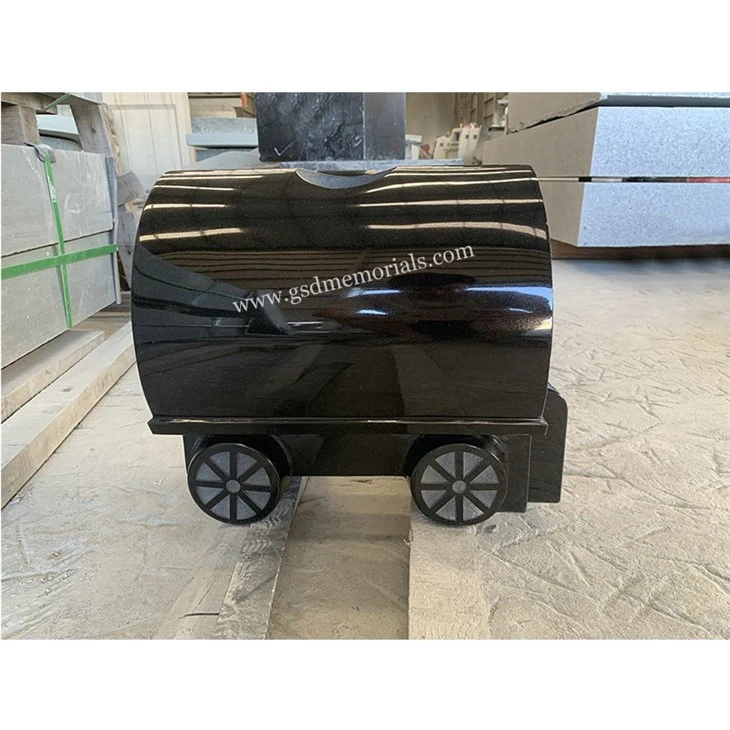 Premium Black Granite Horse Carriage Sculpture